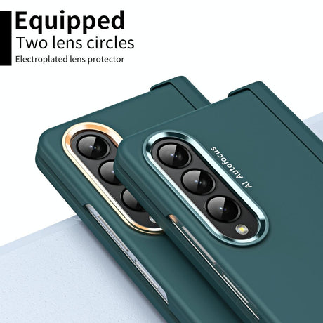 For Samsung Galaxy Z Fold4 5G Samsung Fold 4 Hinge Flip Case - Two Tone Contact Lens - Purple