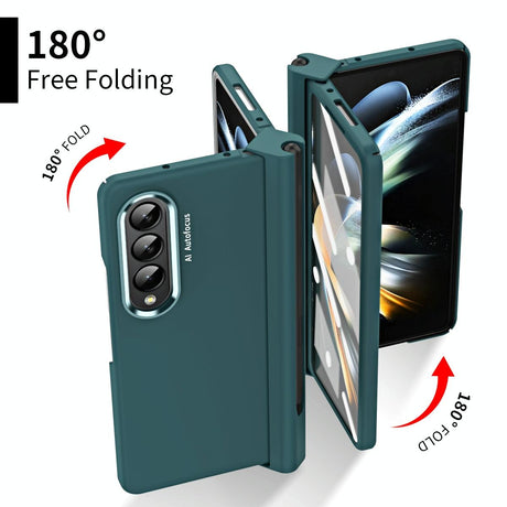 For Samsung Galaxy Z Fold4 5G Samsung Fold 4 Hinge Flip Case - Two Tone Contact Lens - Purple