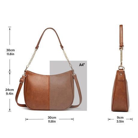 Adjustable Leather Crossbody Bag Large Capacity - Pink