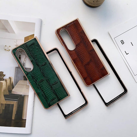 For Samsung Galaxy Z Fold4 5G Leather Mahjong Phone Case - Electroplated - Green