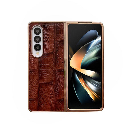 For Samsung Galaxy Z Fold4 5G Leather Mahjong Phone Case - Electroplated - Green