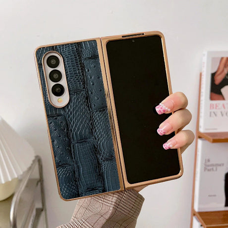 For Samsung Galaxy Z Fold4 5G Leather Mahjong Phone Case - Electroplated - Green