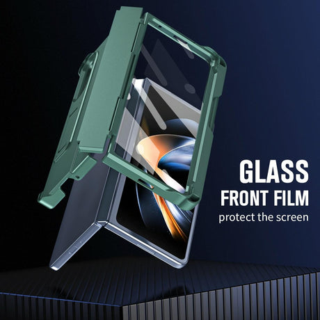 For Samsung Galaxy Z Fold4 5G Shockproof Diamond Case With Hinge And Pen - Blue