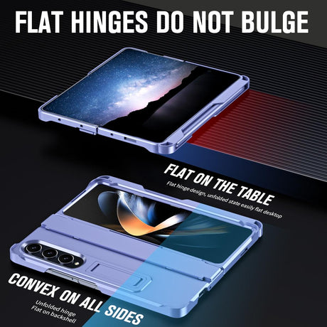 For Samsung Galaxy Z Fold4 5G Shockproof Diamond Case With Hinge And Pen - Blue