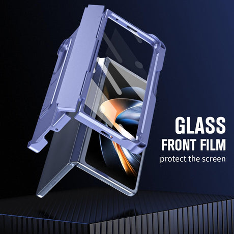 For Samsung Galaxy Z Fold4 5G Shockproof Diamond Case With Hinge And Pen - Blue
