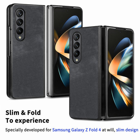 For Samsung Galaxy Z Fold4 5G Pu Back Cover - Solid Colour - Blue