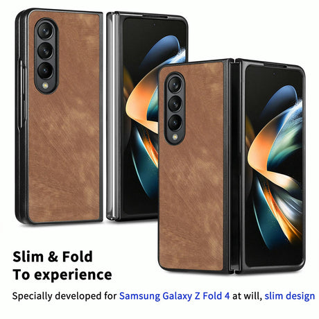 For Samsung Galaxy Z Fold4 5G Pu Back Cover - Solid Colour - Blue