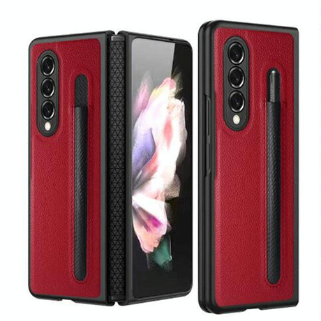 For Samsung Galaxy Z Fold4 5G Litchi Texture Hinge Case - Blue