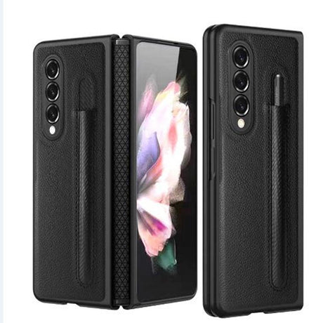 For Samsung Galaxy Z Fold4 5G Litchi Texture Hinge Case - Blue