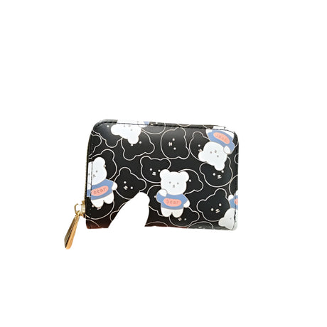 Cute Bear Print Multi Slot Card Holder Anti Degaussing Design - Purple