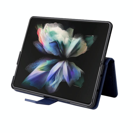 For Samsung Galaxy Z Fold4 5G Leather Flip Case With Pen Slot - Royal Blue