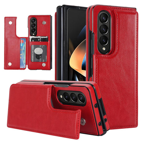 Foldable Phone Case with Double Buckle Card Slot for Samsung Galaxy z Fold4 - Purple