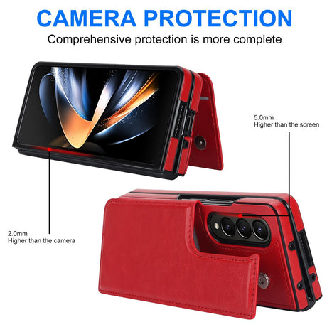 Foldable Phone Case with Double Buckle Card Slot for Samsung Galaxy z Fold4 - Purple