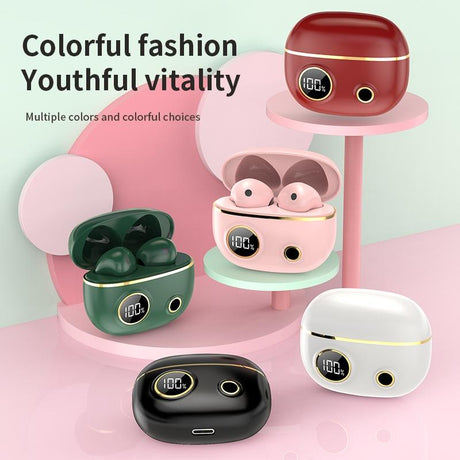 Waterproof 9d Stereo Bluetooth Earphones with Charging Case - Red