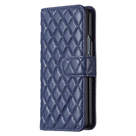 For Samsung Galaxy Z Fold4 5G Diamond Lattice Flip Wallet Case - White