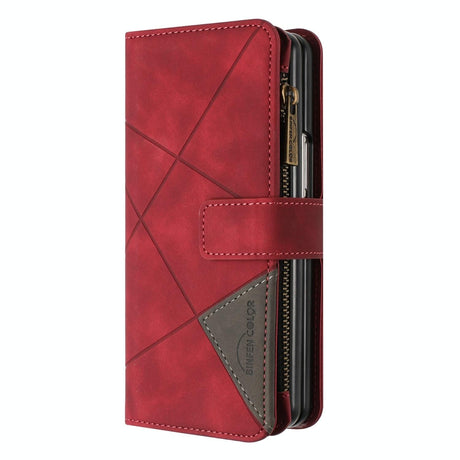 For Samsung Galaxy Z Fold4 5G Leather Zip Wallet With Rhombus Texture - Blue