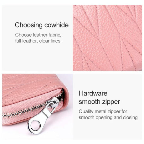 Women Anti Magnetic Leather Rfid Wallet - Pink