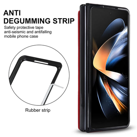 Foldable Phone Case with Double Buckle Card Slot for Samsung Galaxy z Fold4 - Brown