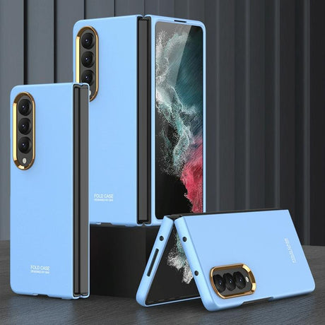 For Samsung Galaxy Z Fold4 5G Electroplating Lens Frame Case - Ultra Thin - Brown