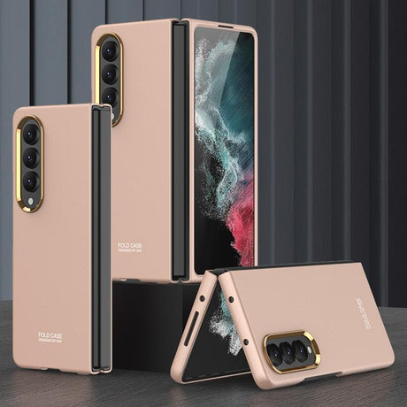 For Samsung Galaxy Z Fold4 5G Electroplating Lens Frame Case - Ultra Thin - Brown