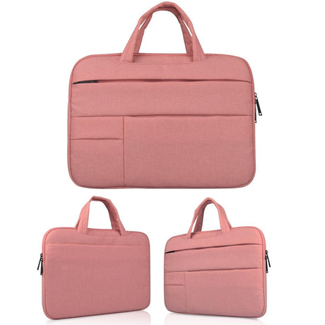 13.3 Inch Laptop Tablet Bag With Multiple Pockets And Soft Oxford Cloth Handle - Pink
