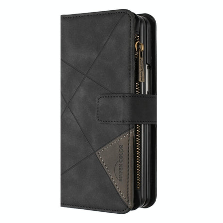 For Samsung Galaxy Z Fold4 5G Leather Zip Wallet With Rhombus Texture - Red