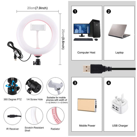 7.9 Dual Colour Led Ring Light With Usb Dimmable For Vlogging And Photography