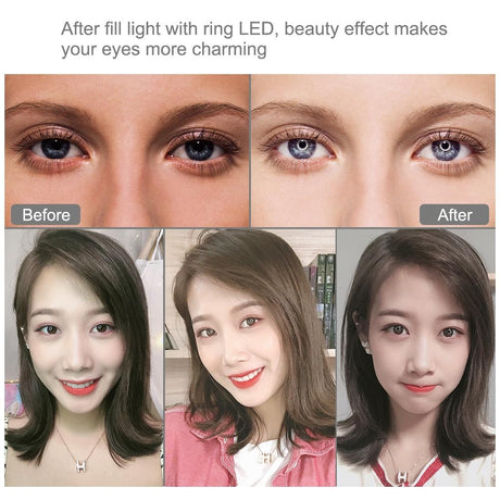 26Cm Usb 3 Modes Dimmable Led Ring Light With Phone Clamp
