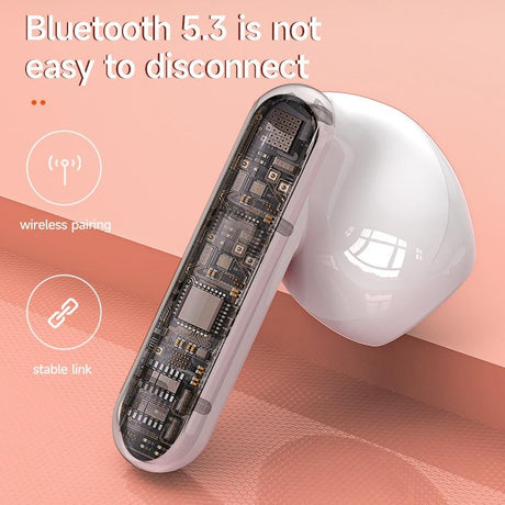 Wireless Hifi Stereo Earphones with Charging Case and Make-up Mirror - Pink