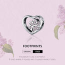 925 Sterling Silver Pet Paw Print Beaded Bracelet - Rose Gold