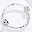925 Sterling Silver Pet Paw Print Beaded Bracelet - Rose Gold