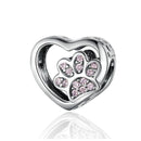 925 Sterling Silver Pet Paw Print Beaded Bracelet - Rose Gold