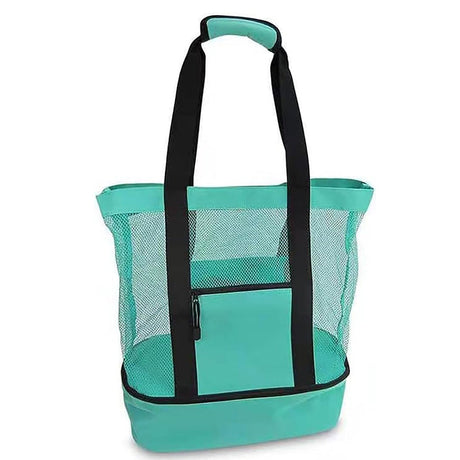 Vibe Geeks 2 in 1 Mesh Beach Tote Bag with Insulated Cooler - Pink