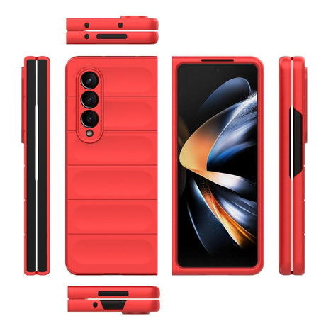 Foldable Shockproof Phone Case with Magic Shield - Slim Design - Wine Red