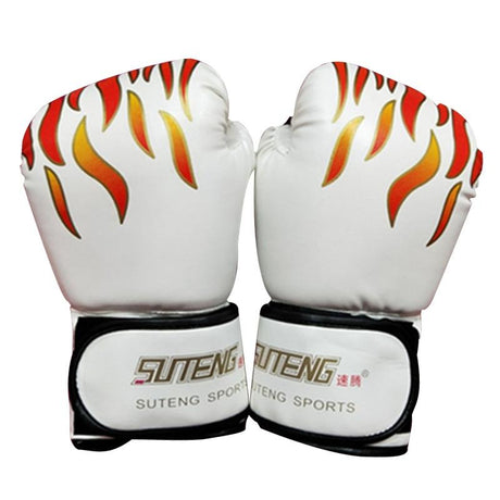 Adult Flame Pattern Pu Leather Boxing Gloves - Fitness - Blue