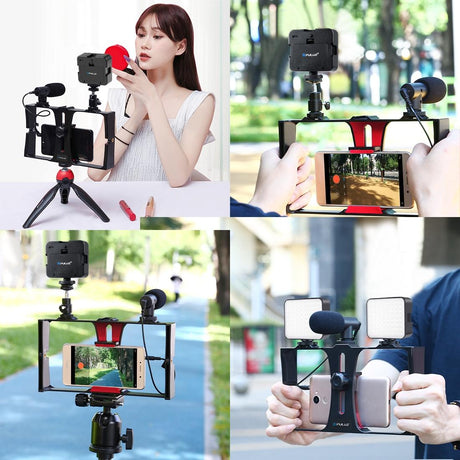 Vlogging Live Broadcast Kit With Led Fill Light Microphone Tripod Mount & Cold Shoe Head