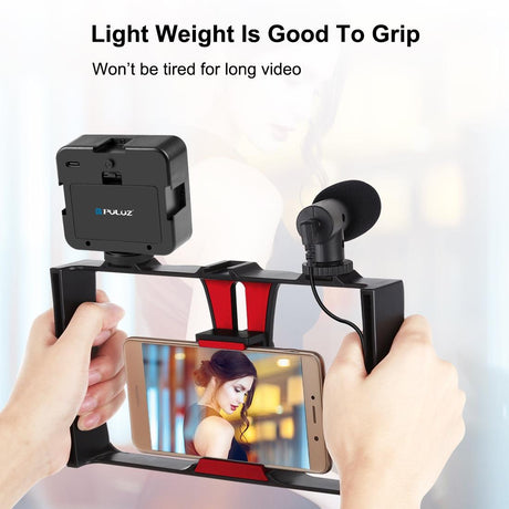 Vlogging Live Broadcast Kit With Led Fill Light Microphone Tripod Mount & Cold Shoe Head