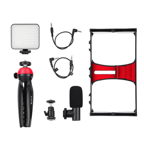 Vlogging Live Broadcast Kit With Led Fill Light Microphone Tripod Mount & Cold Shoe Head