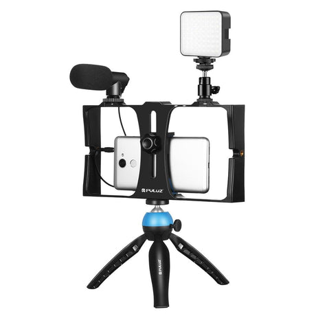Vlogging Live Broadcast Kit With Led Fill Light Microphone Tripod Mount & Cold Shoe Head