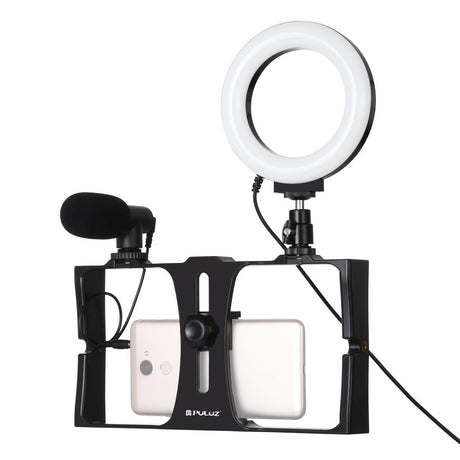 3-In-1 Vlogging Kit With Smartphone Rig Microphone And Led Ring Light