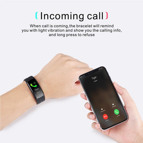 Waterproof Tft Smart Bracelet With Call / Heart / Sleep / Sedentary / Bp Monitoring - Blue