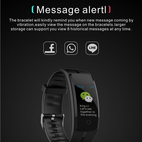 Waterproof Tft Smart Bracelet With Call / Heart / Sleep / Sedentary / Bp Monitoring - Blue