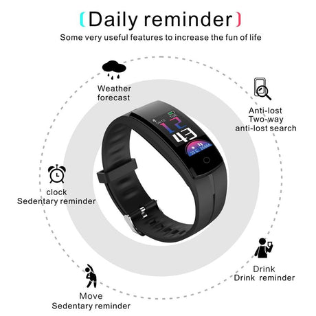 Waterproof Tft Smart Bracelet With Call / Heart / Sleep / Sedentary / Bp Monitoring - Blue