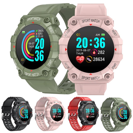 1.3 Inch Colour Round Screen Sport Smart Watch Support Heart Rate / Multi-Sports Mode - Red