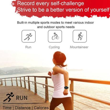 1.3 Inch Colour Round Screen Sport Smart Watch Support Heart Rate / Multi-Sports Mode - Red