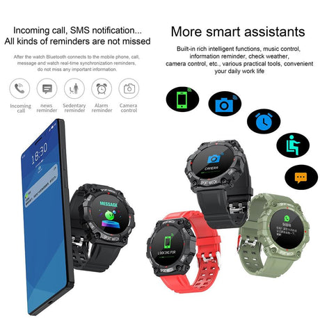 1.3 Inch Colour Round Screen Sport Smart Watch Support Heart Rate / Multi-Sports Mode - Red