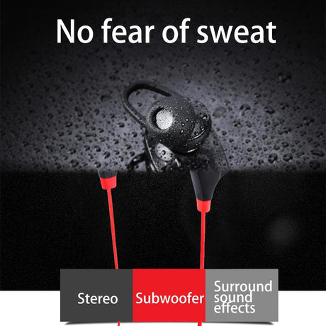 Wireless Bluetooth Earphones with Mic & Control - M8 - Red