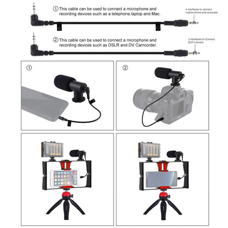 Live Broadcast Vlogging Kit With Led Light Microphone Tripod & Cold Shoe Head
