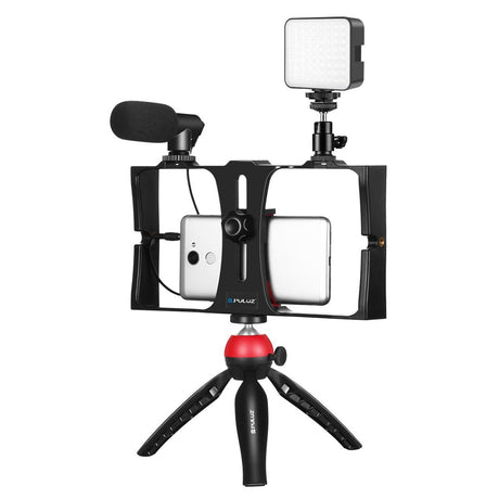 Vlogging Live Broadcast Kit With Led Fill Light Microphone Tripod Mount & Cold Shoe Head
