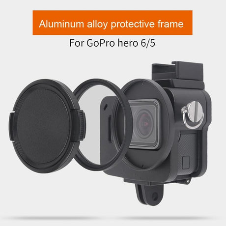 Aluminum Protective Cage With Insurance Frame And 52Mm Uv Lens For Gopro Hero7 / 6 / 5